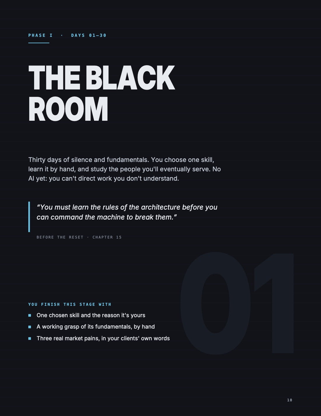 Field Manual page 10: Phase I · The Black Room.